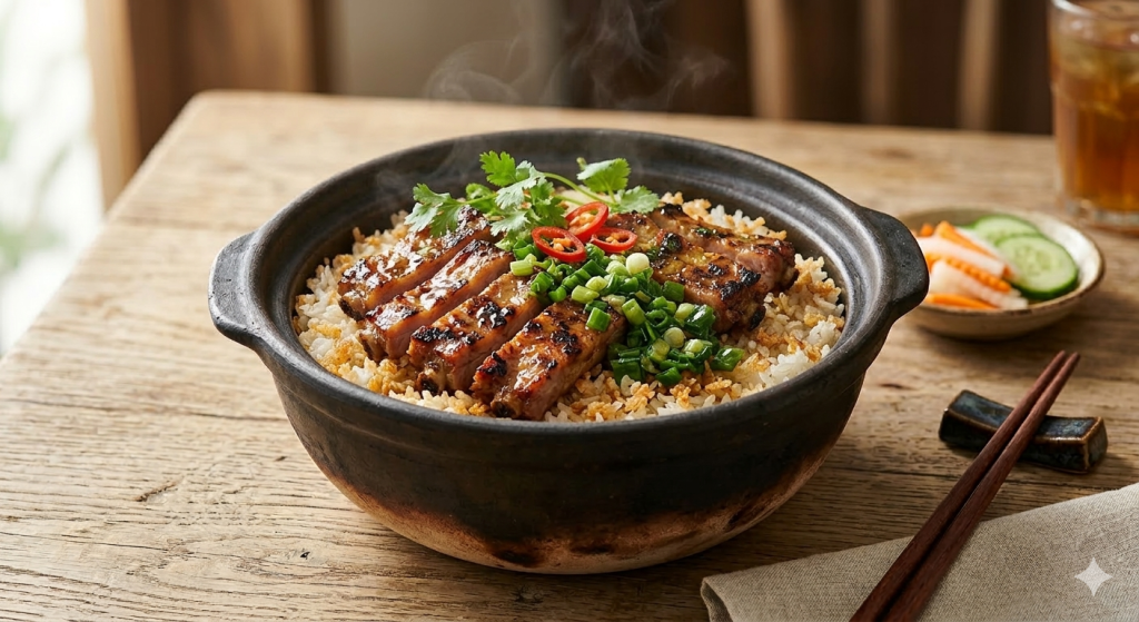 Cơm thố sườn nướng